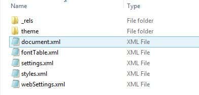 xml docx contents