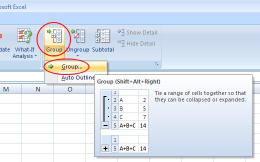 Group Rows and Columns in an Excel Worksheet