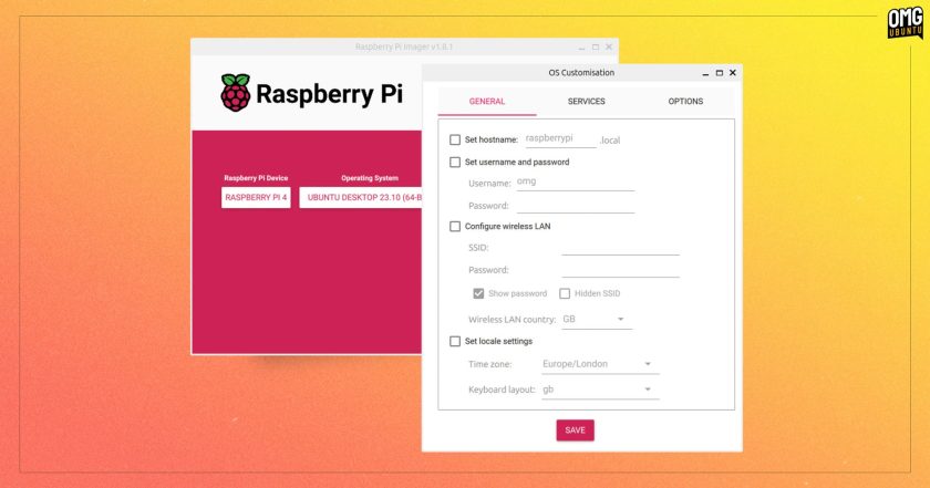 Raspberry Pi Imager advanced options dialog