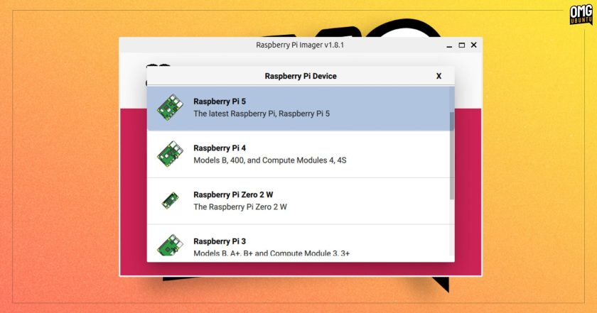 Raspberry Pi Imager select device