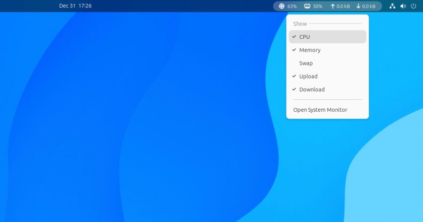 GNOME Shell system monitor extension