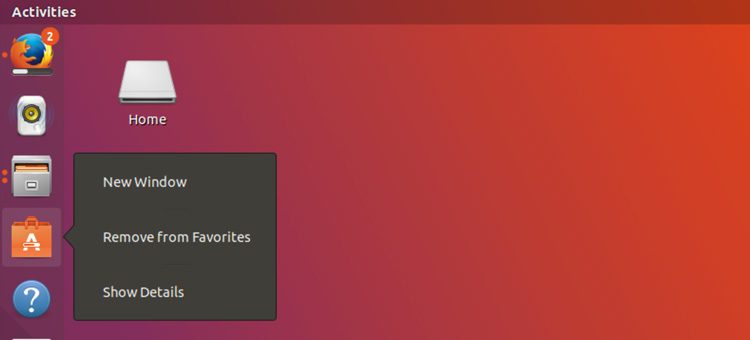 Ubuntu 17.10 dock quicklist