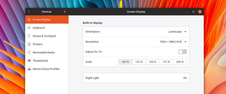 fractional scaling in ubuntu 19.04 settings