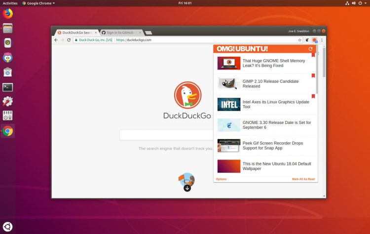 Screenshot of Google Chrome on Ubuntu 18.04 LTS
