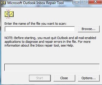 the microsoft outlook inbox repair tool does not recognize