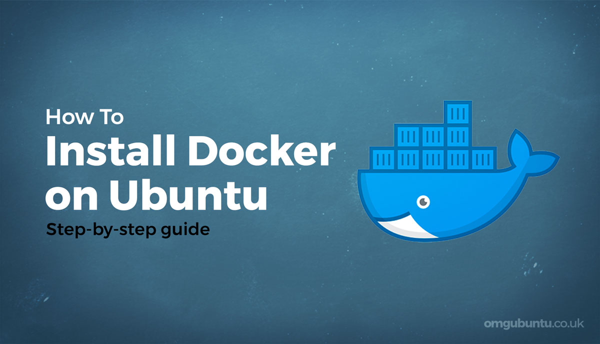 text that says how to install docker on Ubuntu with a docker logo