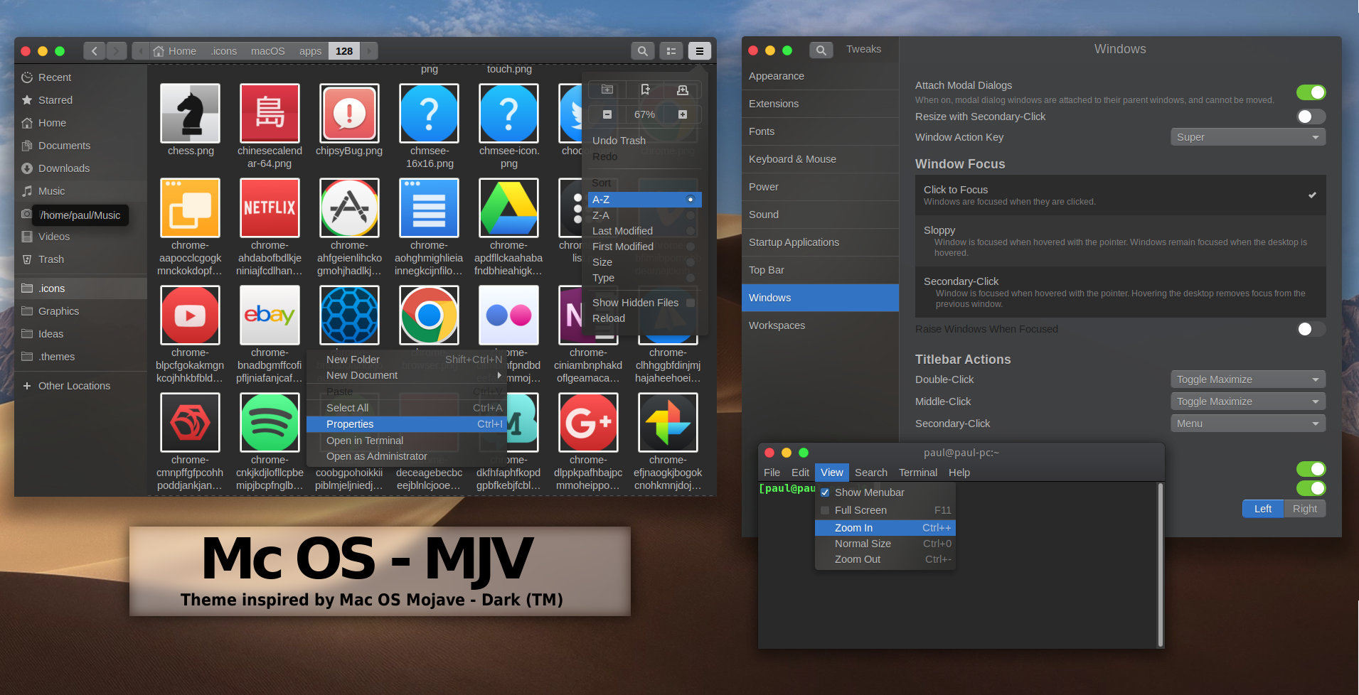 macos mojave gtk theme for Linux desktops