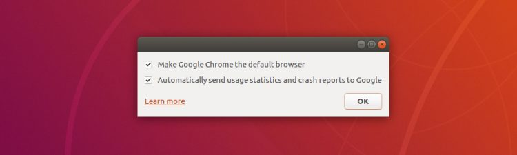 Dialog asking to make chrome the default browser
