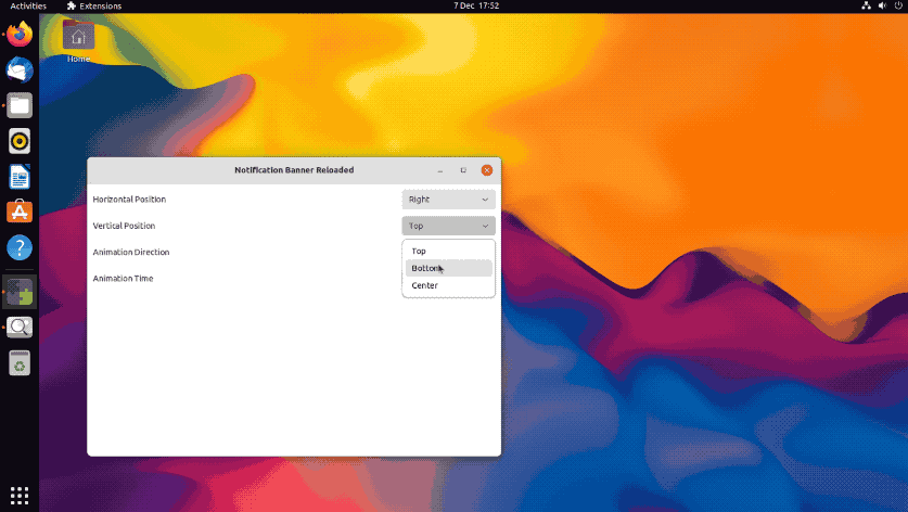 an animated gif showing notification position in ubuntu