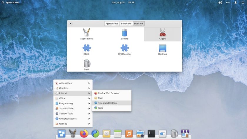 a screenshot of plank docklet settings in elementary OS