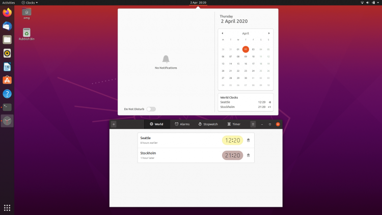 world clock gnome shell widget