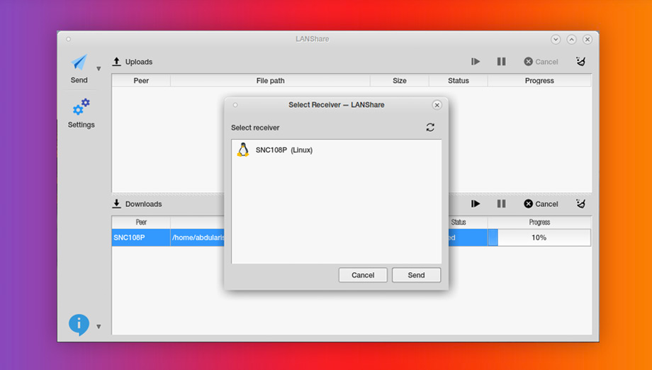 LAN share file transfer app on Linux