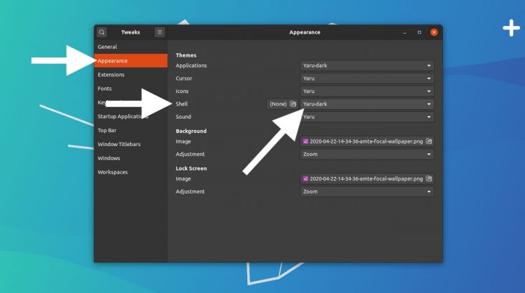 Enable Yaru Dark theme in GNOME Tweaks