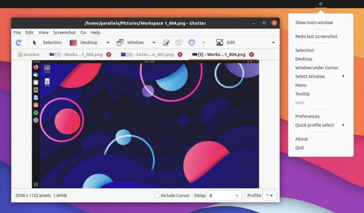 a screenshot of the Shutter screenshot tool running on an Ubuntu Linux desktop