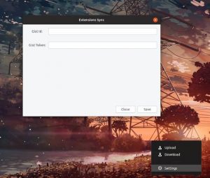 the sync gnome desktop extensions dialog