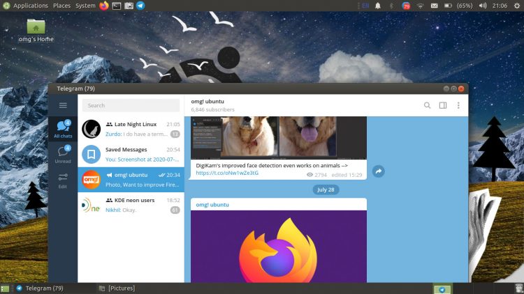Ubuntu MATE with the Telegram Desktop Client