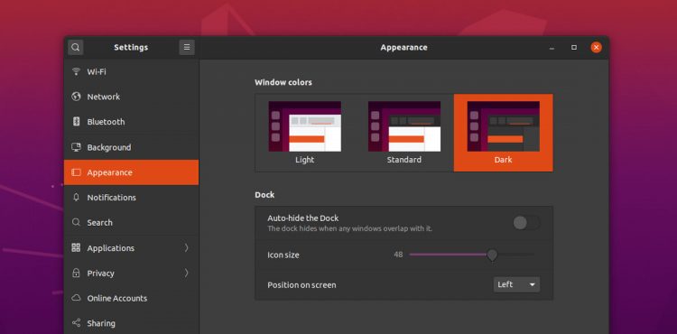 Ubuntu 20.04: dark mode setting