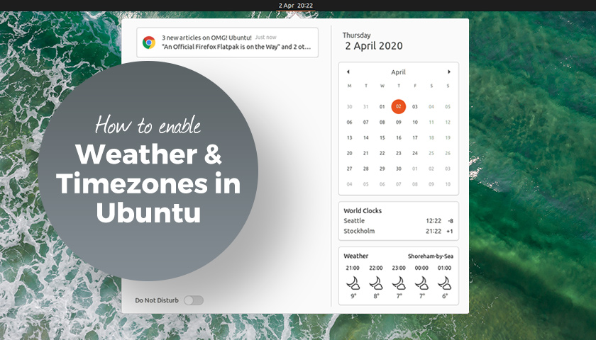 Enable weather timezones gnome shell
