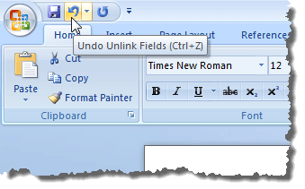 Undoing the Unlink Fields action