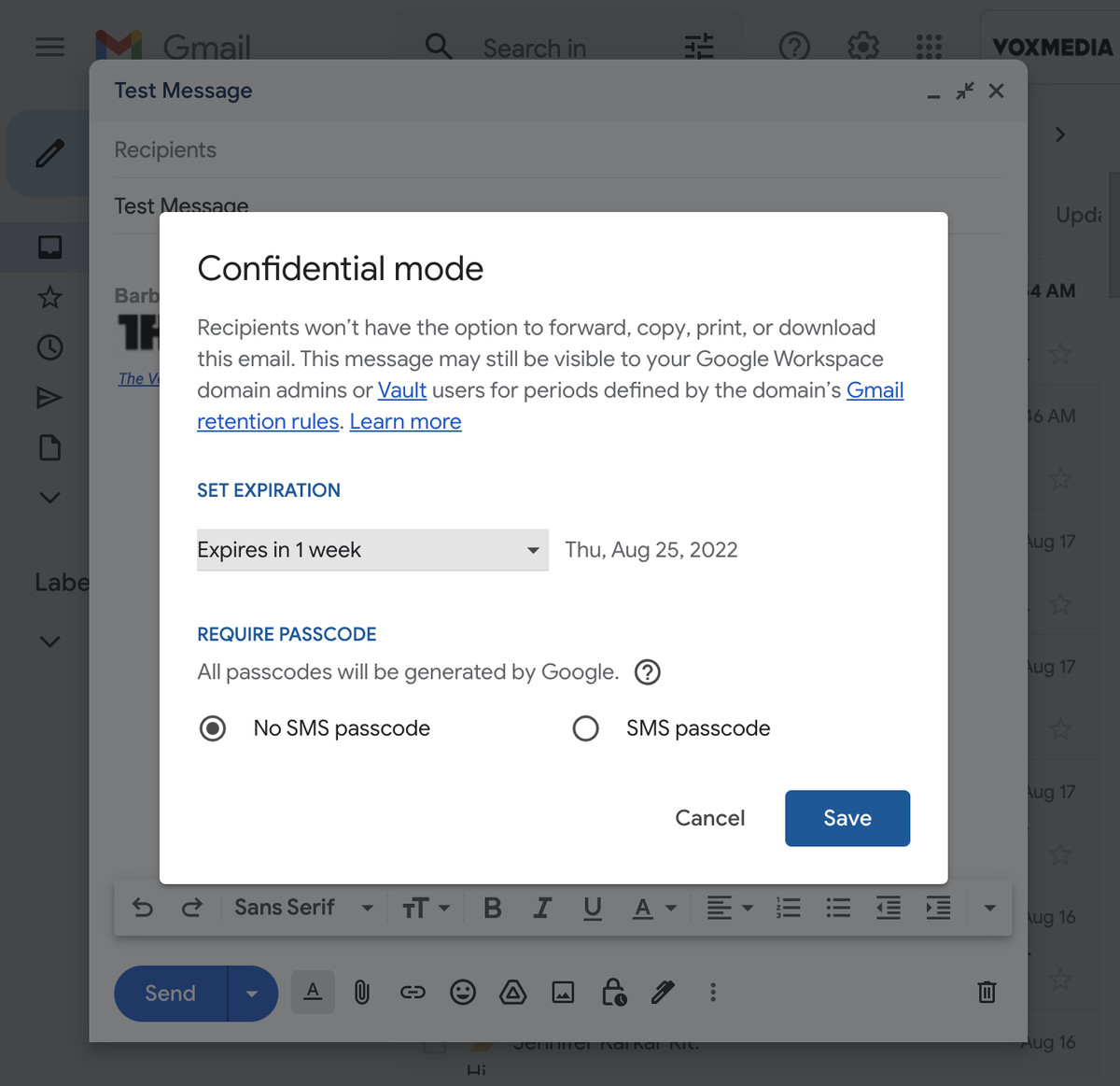 confidential mode window