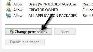 change permissions