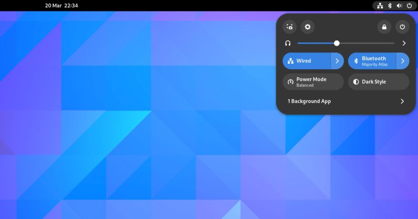 quick settings menu in GNOME 44