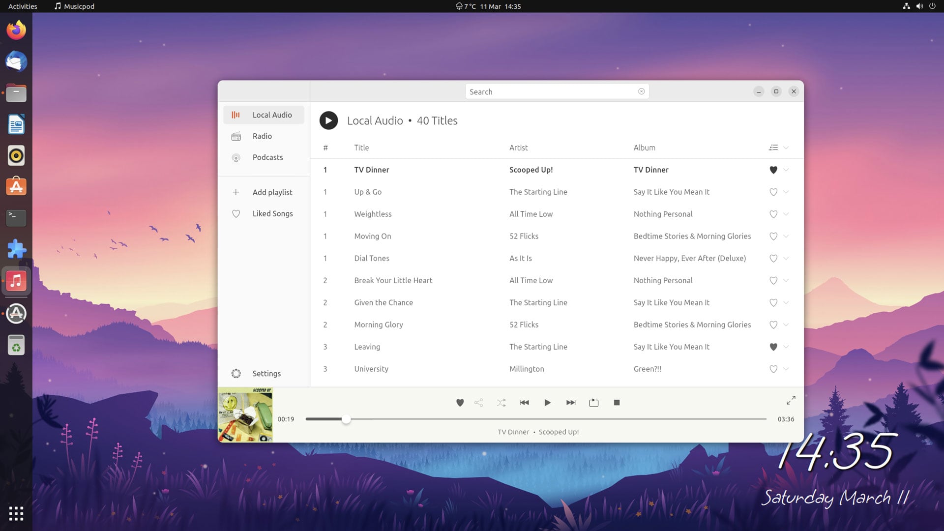 screenshot of MusicPod flutter app for Ubuntu