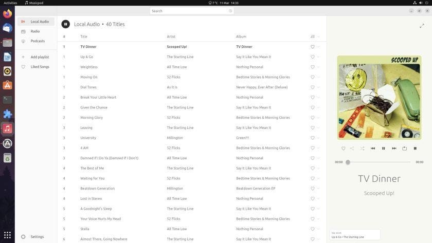 screenshot of MusicPod flutter app for Ubuntu