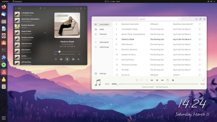 screenshot of MusicPod flutter app for Ubuntu