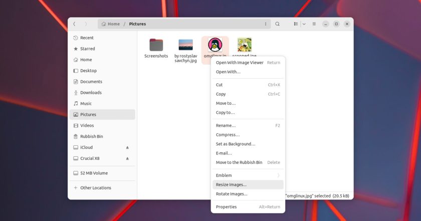 Resize images in ubuntu from Nautilus file manager