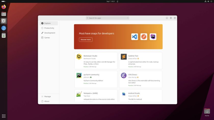 Screenshot of the new Ubuntu App Center in 23.10