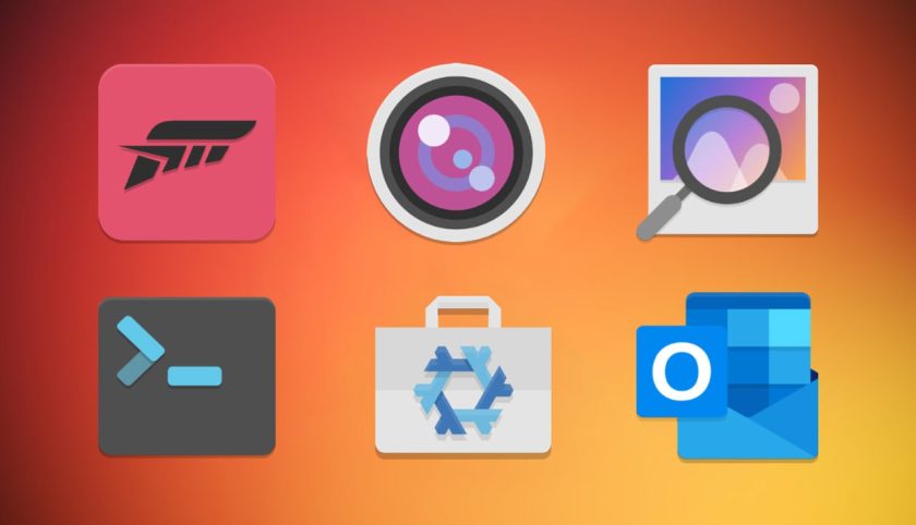 Papirus icons for Forza Horizon 5, Snapshot, Loupe, Console, NixOS Software, and Outlook